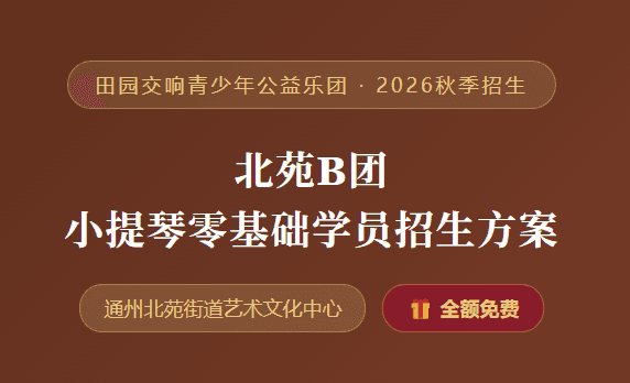 田园交响青少年公益乐团 · 2026秋季招生:北苑B团 小提琴零基础学员招生方案