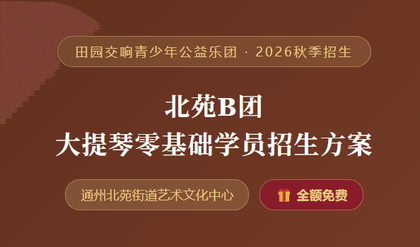 田园交响青少年公益乐团 · 2026秋季招生:北苑B团 大提琴零基础学员招生方案