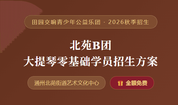 田园交响青少年公益乐团 · 2026秋季招生:北苑B团 大提琴零基础学员招生方案