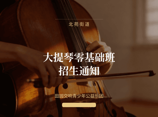 田园交响青少年公益乐团：北苑街道大提琴零基础班招生通知
